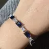 22.5ctw Emerald Cut Blue Sapphires Tennis Bracelet