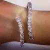 Oval Cut White Sapphire Open Bracelet
