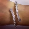 Oval Cut White Sapphire Open Bracelet