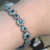 Flower Design Round Cut Emerald Bracelet