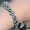 Flower Design Round Cut Emerald Bracelet