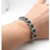 Round Cut Emerald Halo Bracelet