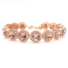 Round Cut Light Rose Halo Pave Rose Gold Bracelet