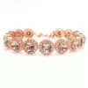 Round Cut Light Rose Halo Pave Rose Gold Bracelet