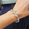 11.5ctw Halo Round Cut Aquamarine Bracelet