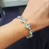 11.5ctw Halo Round Cut Aquamarine Bracelet