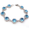 11.5ctw Halo Round Cut Aquamarine Bracelet