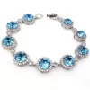 11.5ctw Halo Round Cut Aquamarine Bracelet