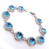 11.5ctw Halo Round Cut Aquamarine Bracelet