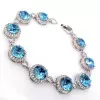 11.5ctw Halo Round Cut Aquamarine Bracelet