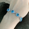 11.5ctw Halo Round Cut Aquamarine Bracelet