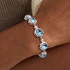 11.5ctw Halo Round Cut Aquamarine Bracelet