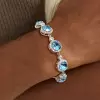 11.5ctw Halo Round Cut Aquamarine Bracelet