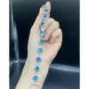 11.5ctw Halo Round Cut Aquamarine Bracelet