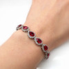Pear Cut Ruby Pave Halo Bracelet for Women