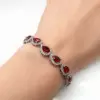 Pear Cut Ruby Pave Halo Bracelet for Women