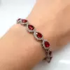 Pear Cut Ruby Pave Halo Bracelet for Women