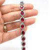 Pear Cut Ruby Pave Halo Bracelet for Women