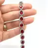 Pear Cut Ruby Pave Halo Bracelet for Women