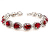 Pear Cut Ruby Pave Halo Bracelet for Women