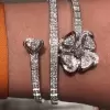 Brilliant Flower Design Open Bracelet