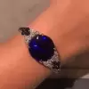 20ct Round Cut Blue Sapphire Vintage Statement Bracelet