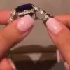 20ct Round Cut Blue Sapphire Vintage Statement Bracelet