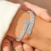 8ctw Baguette Cut White Sapphire Bypass Bangle