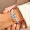 8ctw Baguette Cut White Sapphire Bypass Bangle