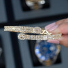 Emerald Cut White Sapphire Open Bracelet in Rose Gold