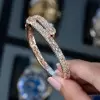 Emerald Cut White Sapphire Open Bracelet in Rose Gold