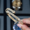 Emerald Cut White Sapphire Open Bracelet in Rose Gold