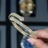 Emerald Cut White Sapphire Open Bracelet in Rose Gold