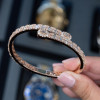 Emerald Cut White Sapphire Open Bracelet in Rose Gold