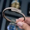 Emerald Cut White Sapphire Open Bracelet in Rose Gold
