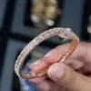 Emerald Cut White Sapphire Open Bracelet in Rose Gold