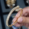 Emerald Cut White Sapphire Open Bracelet in Rose Gold