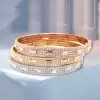 Baguette and Round Cut Paved Stackable Bangle