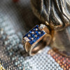 Retro White and Blue Sapphire Cocktail Ring