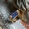 Retro White and Blue Sapphire Cocktail Ring