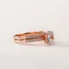2ct Oval Cut White Sapphire 2pcs Bridal Set in Rose Gold