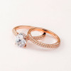 2ct Oval Cut White Sapphire 2pcs Bridal Set in Rose Gold