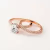 2ct Oval Cut White Sapphire 2pcs Bridal Set in Rose Gold