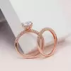 2ct Oval Cut White Sapphire 2pcs Bridal Set in Rose Gold