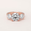 Handmade  2 ct  Round Cut  3 Stones Rose Gold Ring