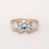 Handmade  2 ct  Round Cut  3 Stones Rose Gold Ring