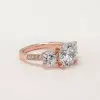 Handmade  2 ct  Round Cut  3 Stones Rose Gold Ring