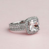 Handmade Halo Cushion Cut Sterling Silver Engagement Ring
