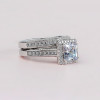 4ct Princess Cut White Sapphire 2pcs Bridal Set
