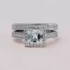 4ct Princess Cut White Sapphire 2pcs Bridal Set